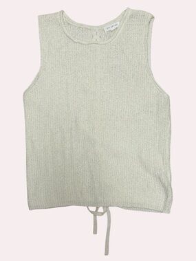 Cream Lace Up Back Sweater Vest Boho Cottagecore Sleeveless Knit Top Blu Pepper